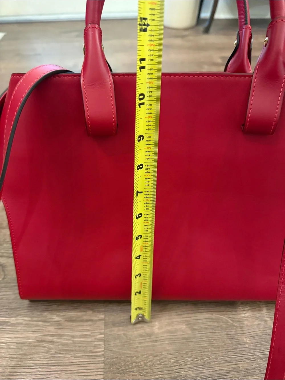 Vittoria Napoli Red Leather Tote Handbag Classic Structured Carryall with strap